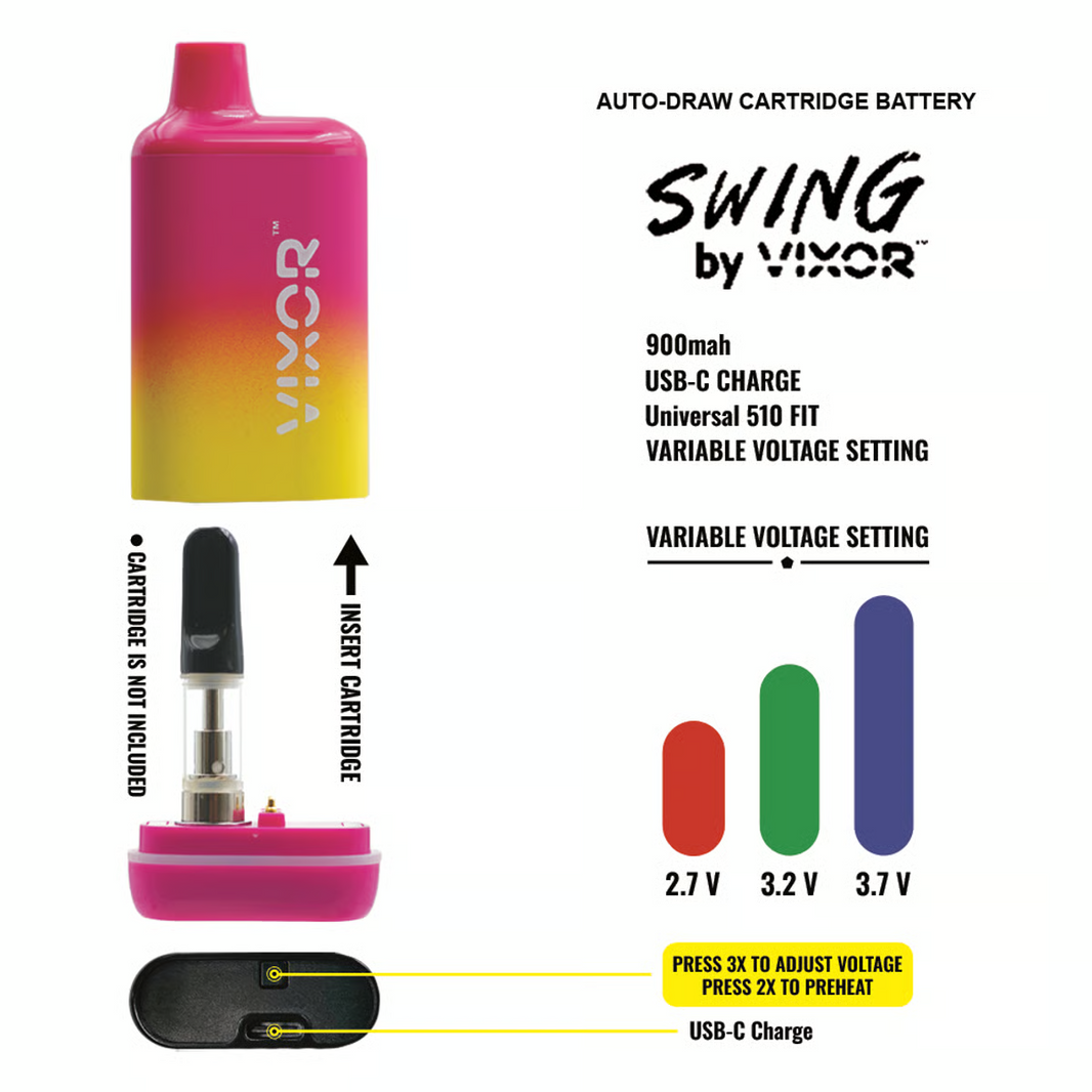 Vixor Swing 900mAh Auto-draw 510 Cartridge Battery