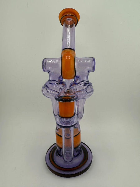 Domer Glass Double Drain Quad Uptake Purple & Orange Enclamo 10mm Recycler