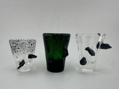 Paulson Pieces Glass Shot Glass with Tektite Accent – Handcrafted Glass Art