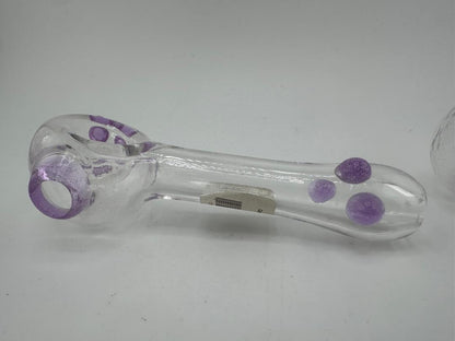 Crondo Glass Dry Pipe - Clear / UV Pink w/ Purple Accents