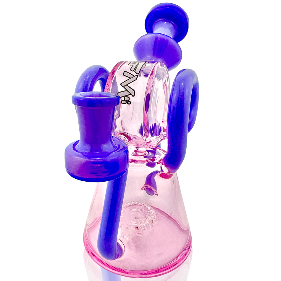 AFM Glass 8" Double Ram Glass Recycler Dab Rig TX619 14mm 90°
