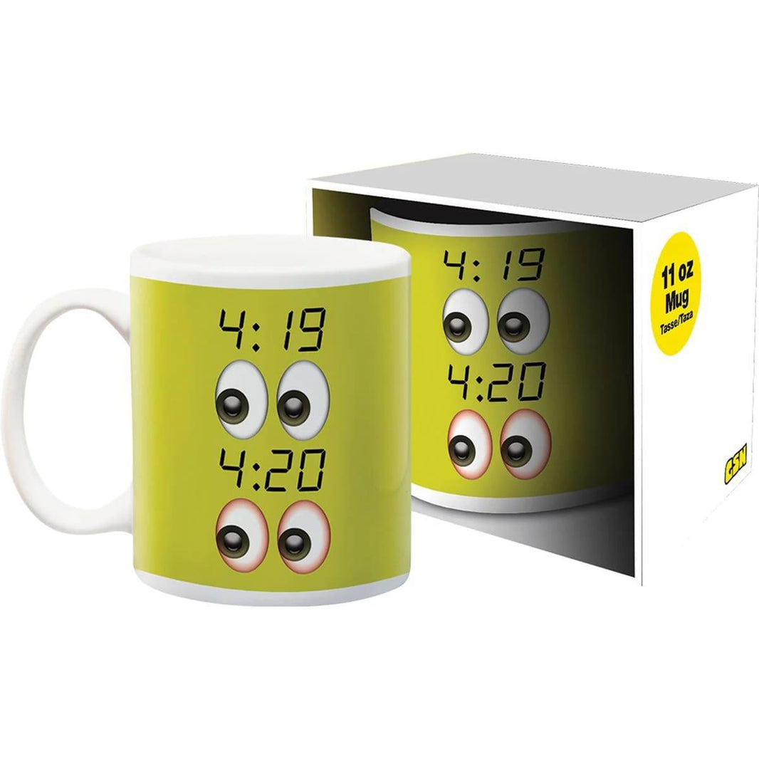 GSN 11oz Mug - 420 design displaying playful graphics with a cheeky nod to 4:19 and 4:20 times.