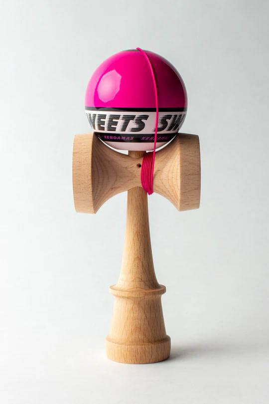 Sweets Kendama Starter Sticky Clear in pink, perfect for beginners learning kendama tricks.