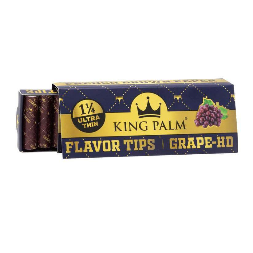 King Palm Flavored Hemp Rolling Papers & Tips 1 1/4 Ultra Thin Grape HD packaging with grape design.