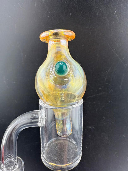 Filla John Fumed Bubble Cap with vibrant color shift, handcrafted glass, and superior airflow for dab setups.