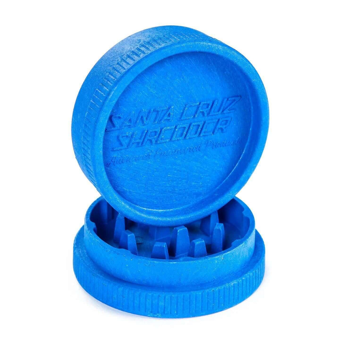 Santa Cruz Cookies 2pc grinder in blue, eco-friendly and biodegradable hemp design for cannabis enthusiasts.