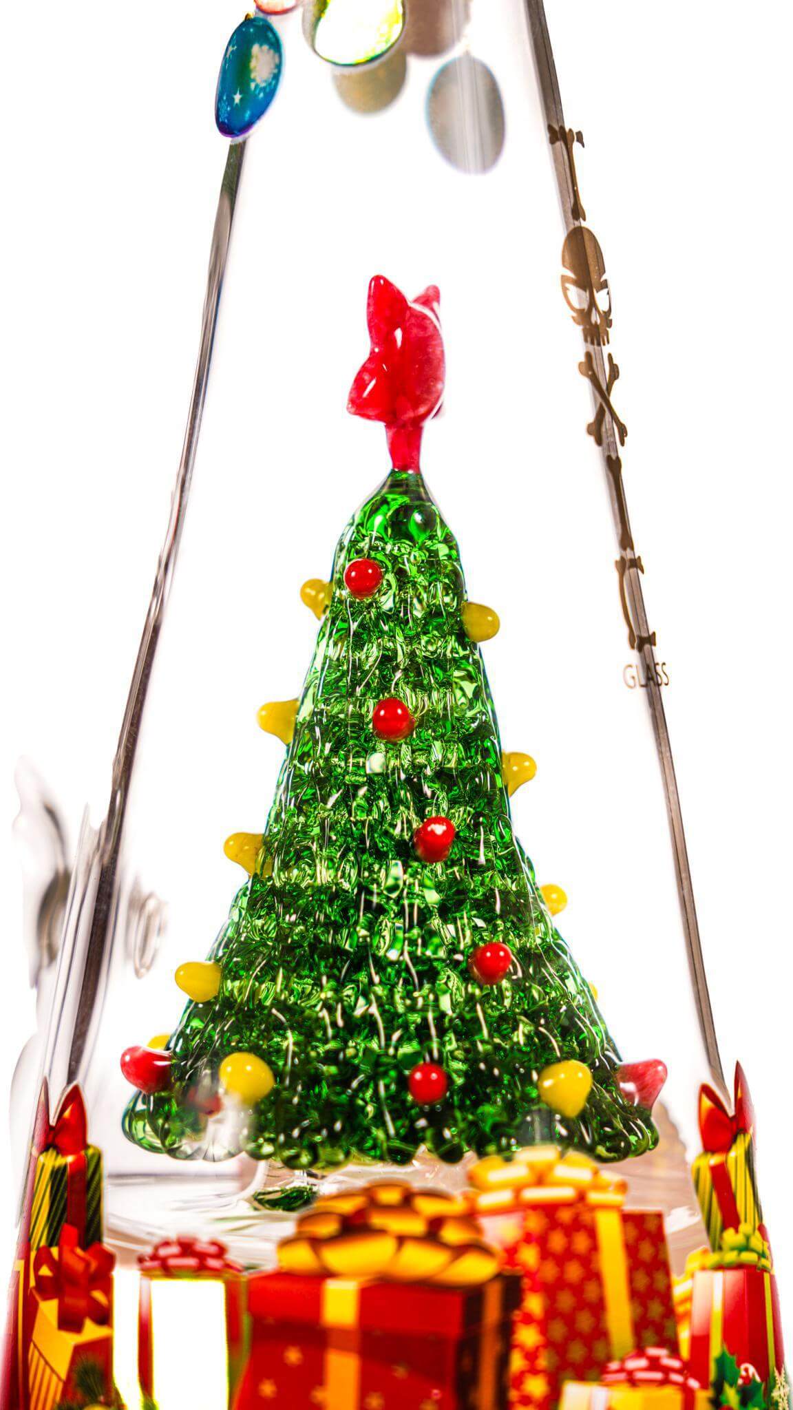 Toxic 8" Christmas Tree Cone Rig featuring a festive green tree with lights and gifts, perfect for holiday celebrations.