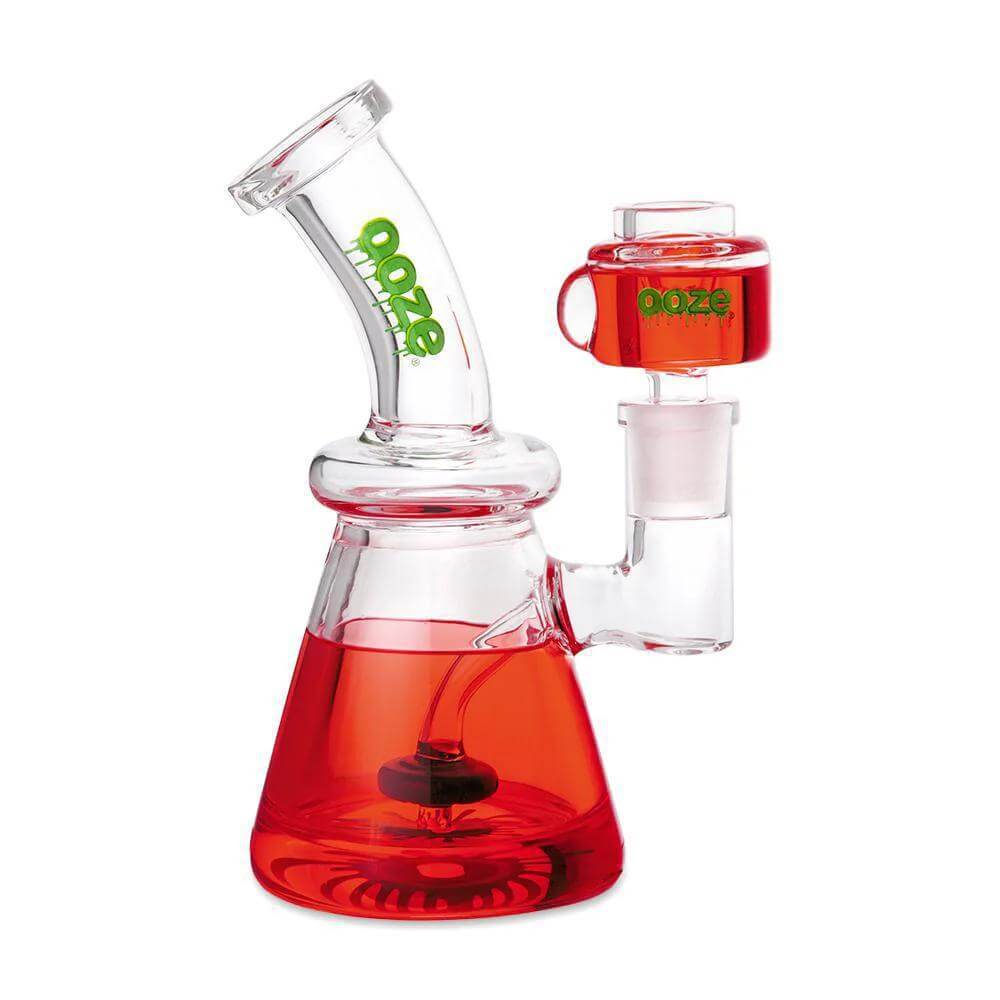 Ooze Glyco Glycerin Chilled Glass Water Pipe with vibrant red liquid for cool smoke experience.