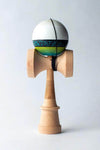 Sweets Kendama Illusion - Amped with a white and patterned ball on a beech wood base, showcasing vibrant design and tracking.