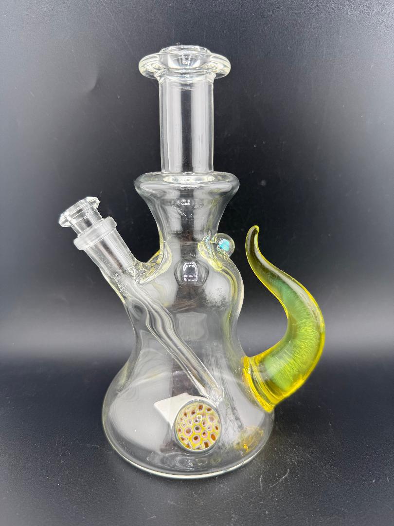 Pugsley Glass Straight Neck Jammer Rig w/ Colored Horn & Opal 10mm 45°