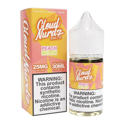 Cloud NURDZ 30ml Peach Melon e-liquid with synthetic nicotine for a smooth vaping experience.