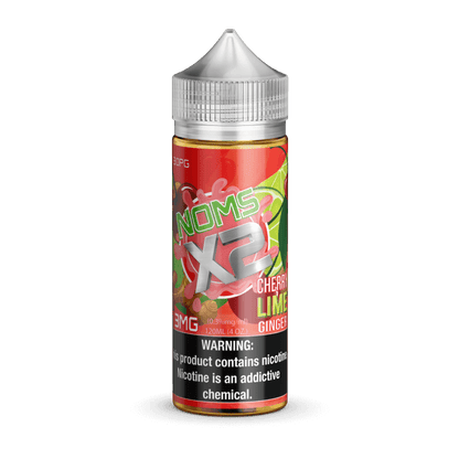 NOMS X2 120ml Cherry Lime Ginger e-liquid bottle for an ultimate vaping experience.