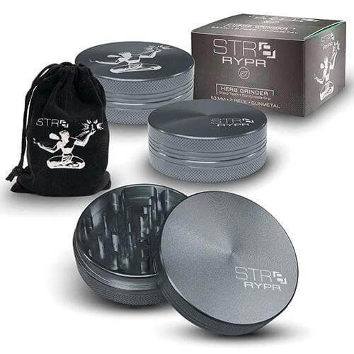 STR8 Rypr 63mm 2PC herb grinder set with pouch, showcasing premium quality and smooth grinding experience.