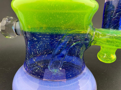 Crondo Glass Dichroic Slyme & Purple Banger Hanger w/ Opal Marble 14mm 90°