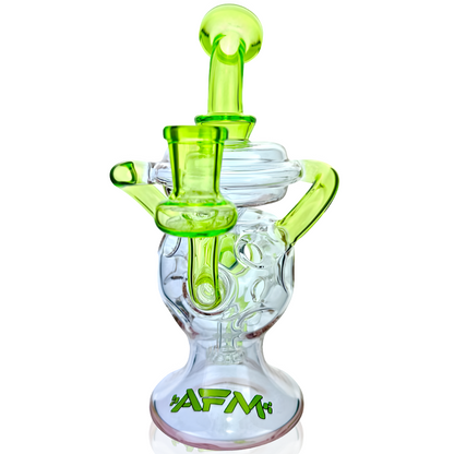 AFM Glass 7.5" Swiss Double Color Glass Recycler Dab Rig TX063 14mm 90°