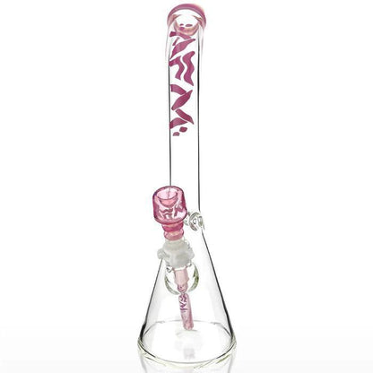 AFM Glass 18" Wavy Bent Neck 7mm Colored Lip Glass Beaker T594