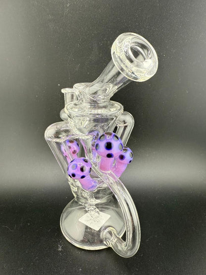 Crondo Glass Clear Recycler Rig W Purple Mushroom Growth 10mm 90°