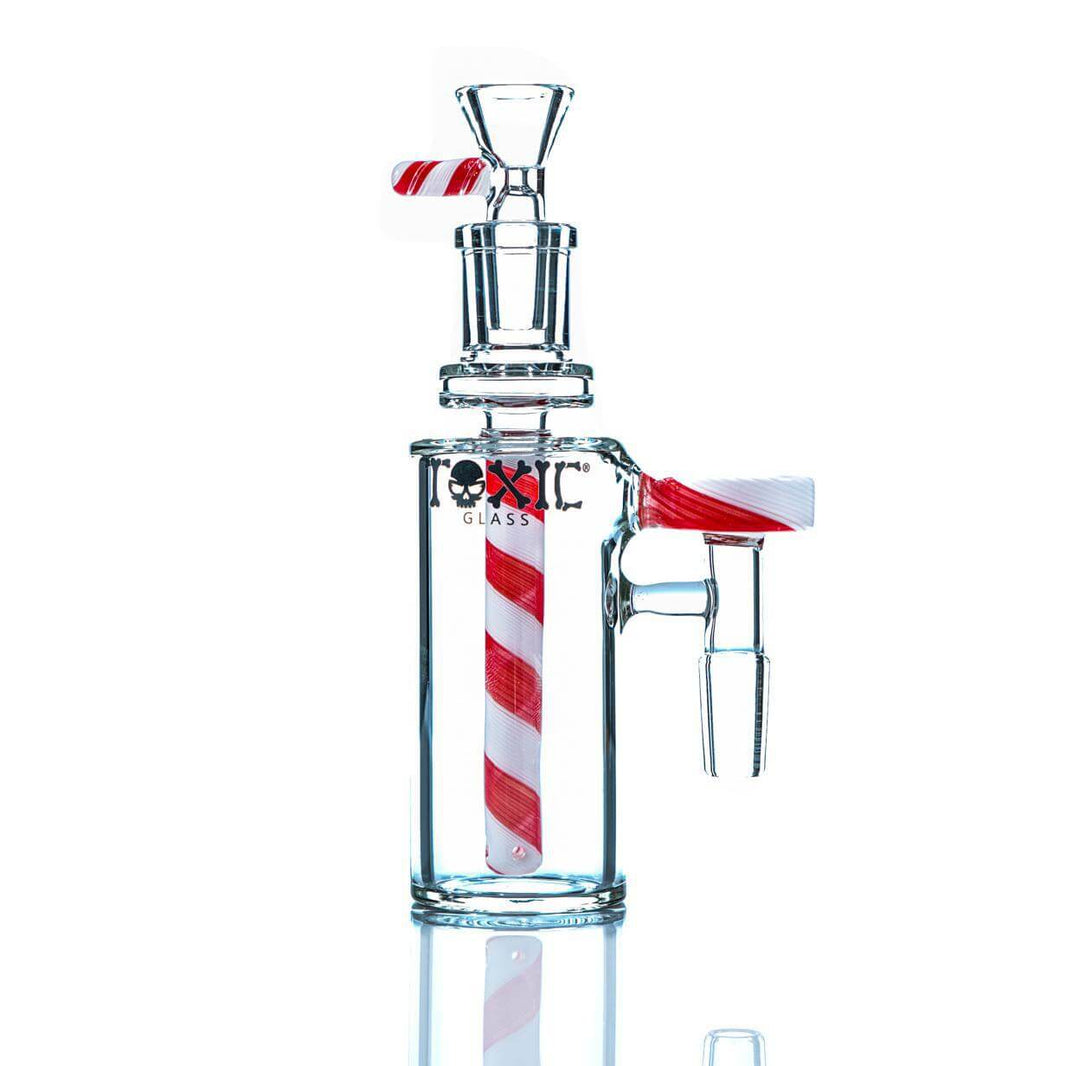 Toxic Glass Swirl 14mm/90 Ashcatcher with a colorful swirl design for smooth, filtered smoking experience.