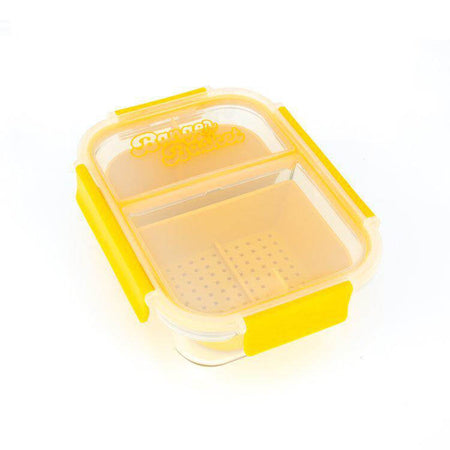 Banger Basket dual dunk tank for easy cleaning of dab rigs, featuring a clear design with yellow accents.