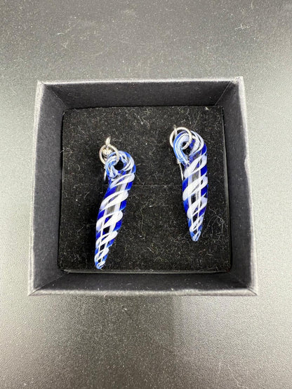 Filla John Glass Blue & White Dangly Earrings