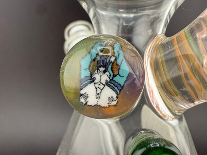 Brando Glass Mini Beaker - Fumed Horn & Anime Girl Millie 10mm 45°