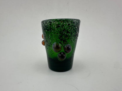 Paulson Pieces Green Shot Glass with Tactile Dots – Handcrafted Glass Art