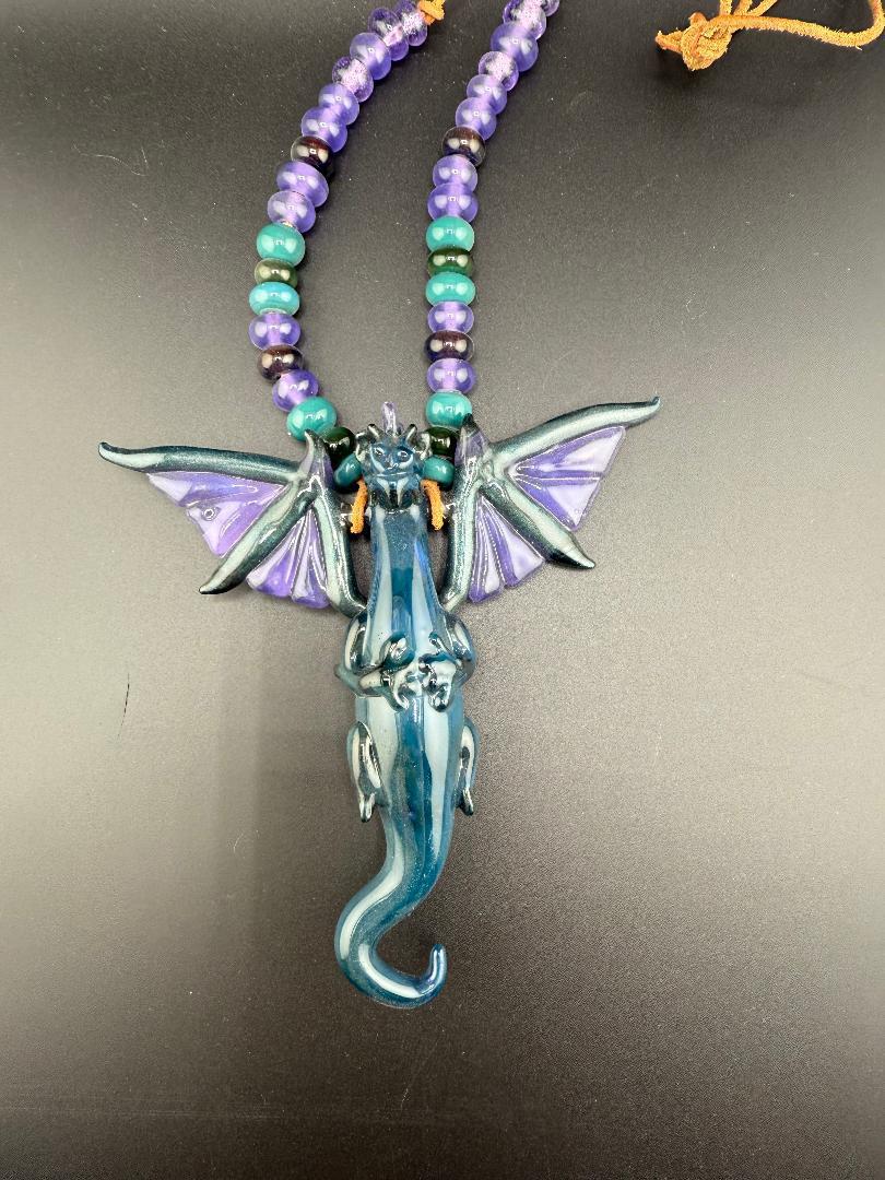 Phranq Glass Dragon Necklace W/ Beads