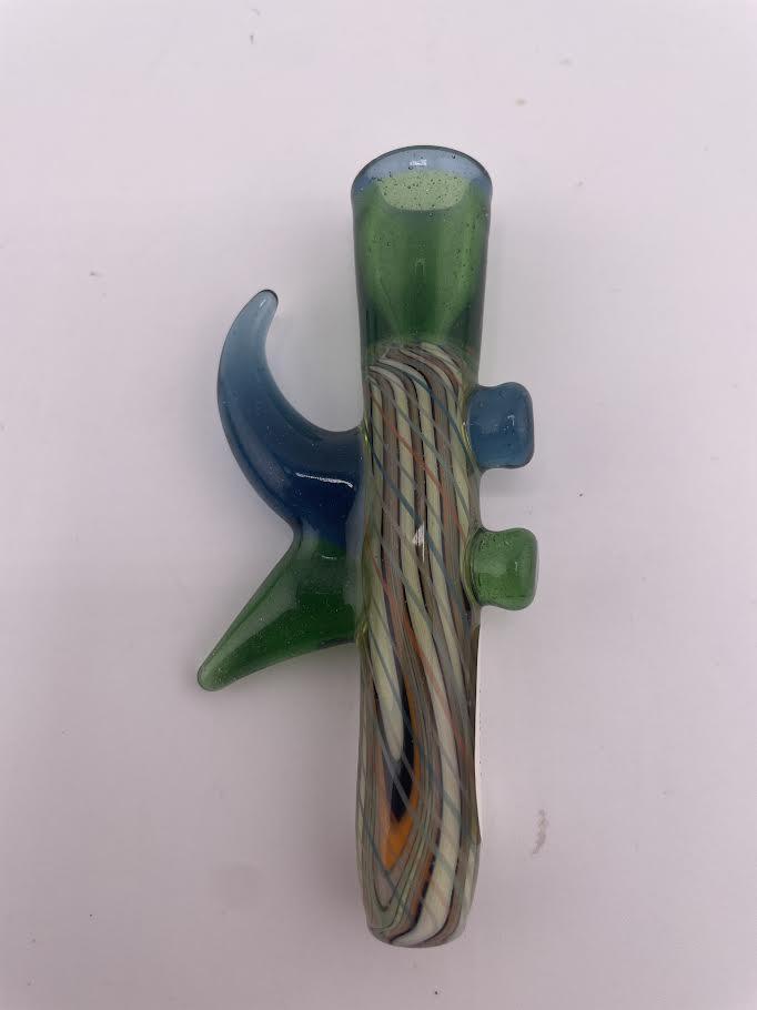 Highgrade Glass Chillum / Onie - Line Work Horned