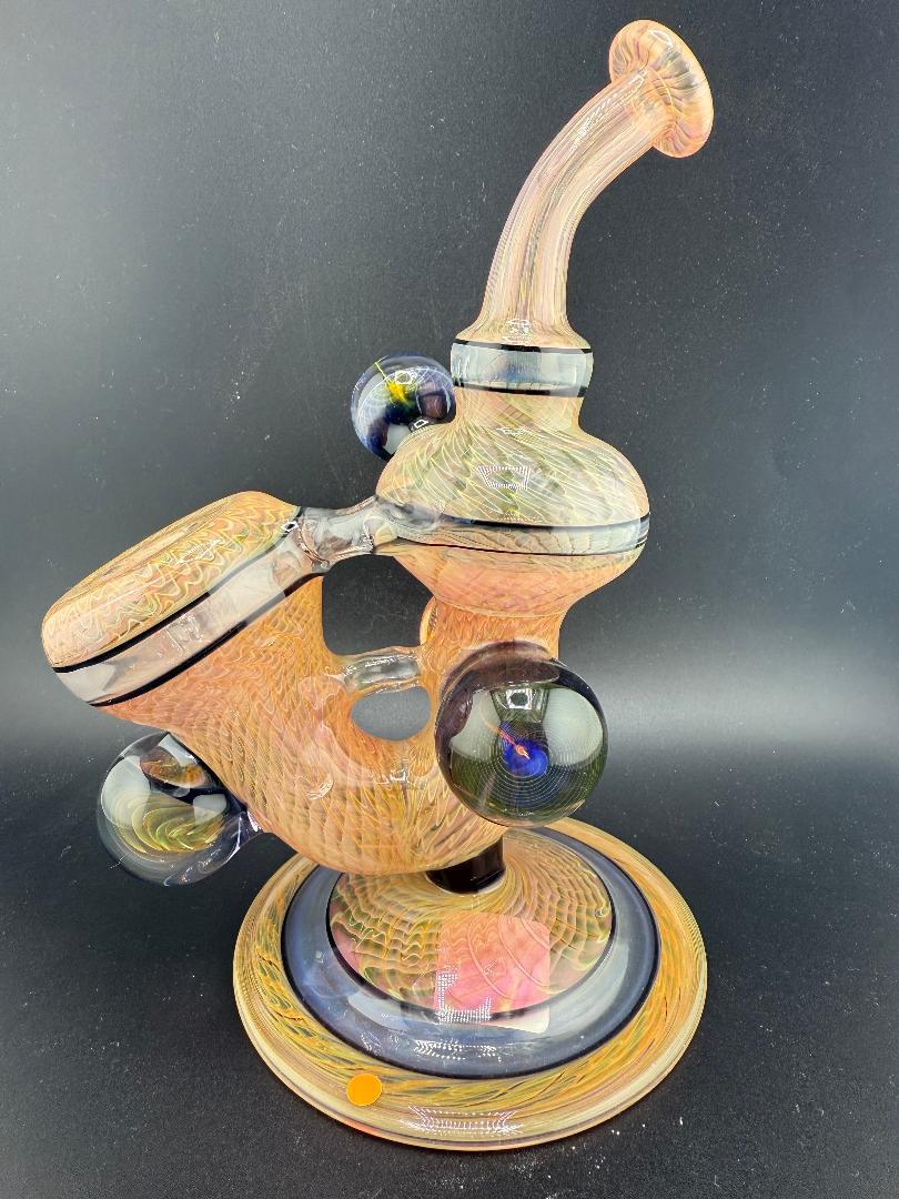 Brando Glass Fumed Sherlock Recycler w/ Wine Foot 10mm 45°
