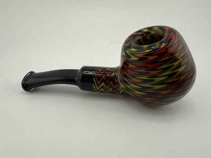 Mcdoogle Wig Wag Ddy Pipe with vibrant swirl design, handmade glass pipe for herbal use, unique smoking accessory.