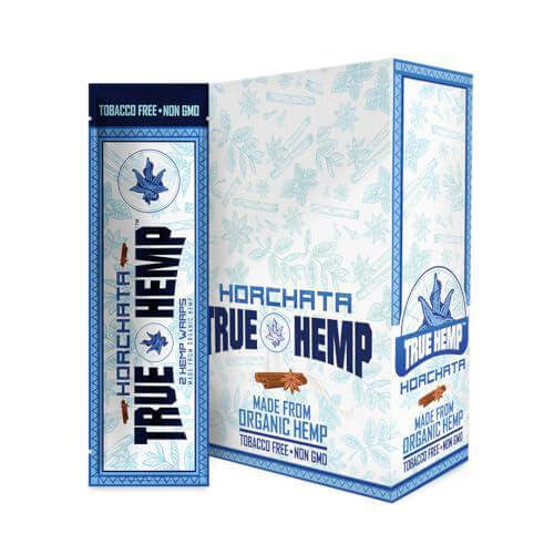 True Hemp Wraps featuring Horchata flavor, tobacco-free and made from organic hemp, packaged beautifully.