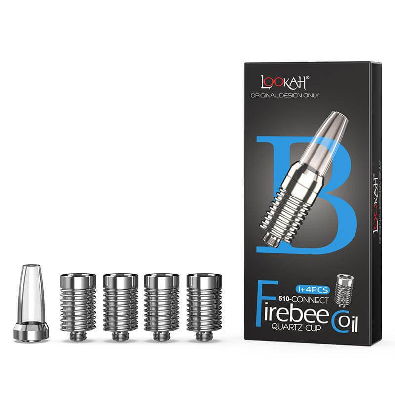 Lookah FIREBEE Quartz Tip Replacement kit with 4 quartz coil cups for 510 thread batteries.