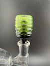 14mm glass screen bowl with ribbed green design for enhanced filtration, perfect for water pipes and smoking devices.