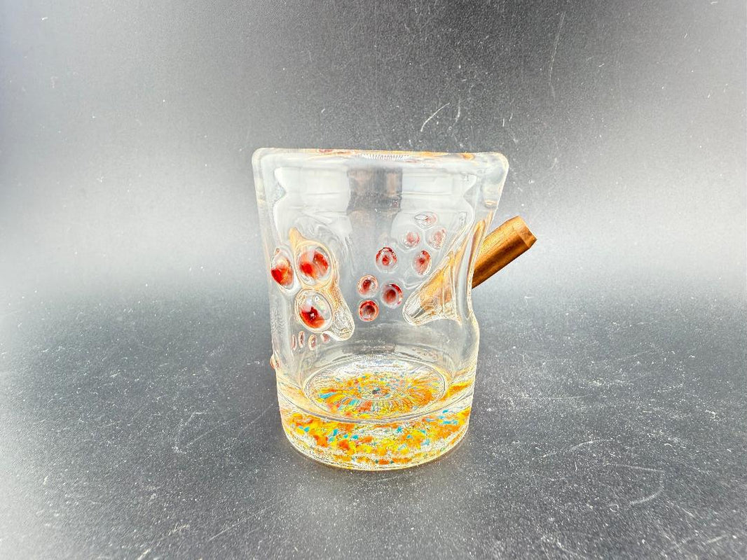 Paulson Pieces Shot Glass with artistic dot designs and real bullet style, handcrafted in Spokane, WA.