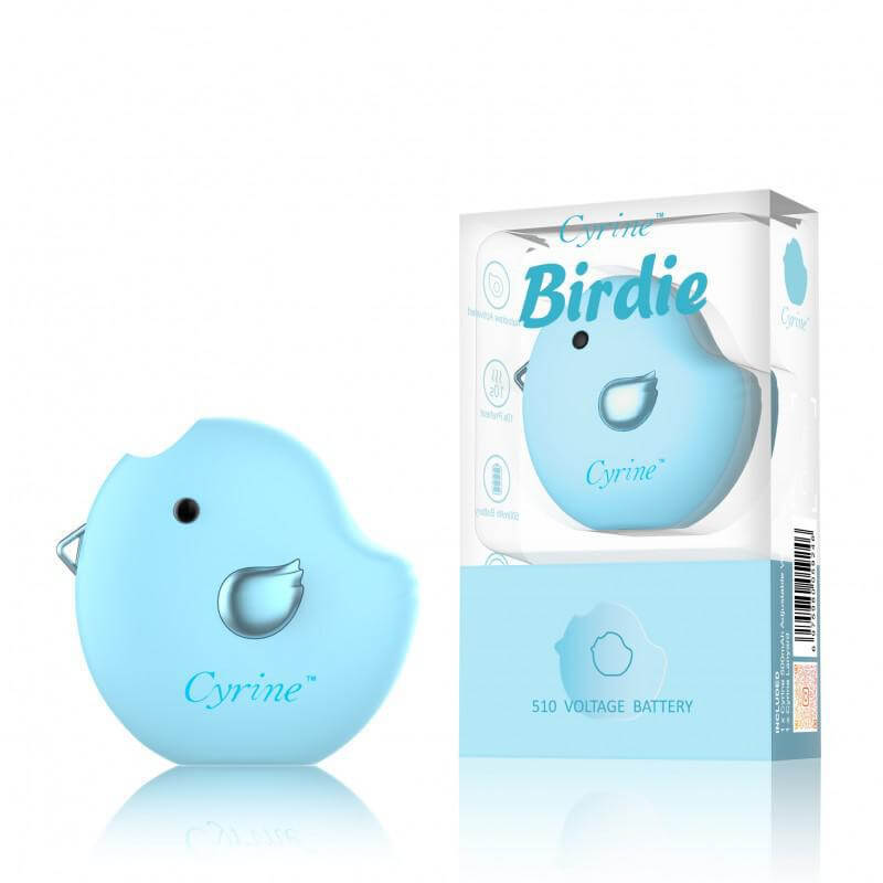 Cyrine Birdie 510 Battery in blue, compact design, perfect for 510 thread cartridges and smooth vaping experience.