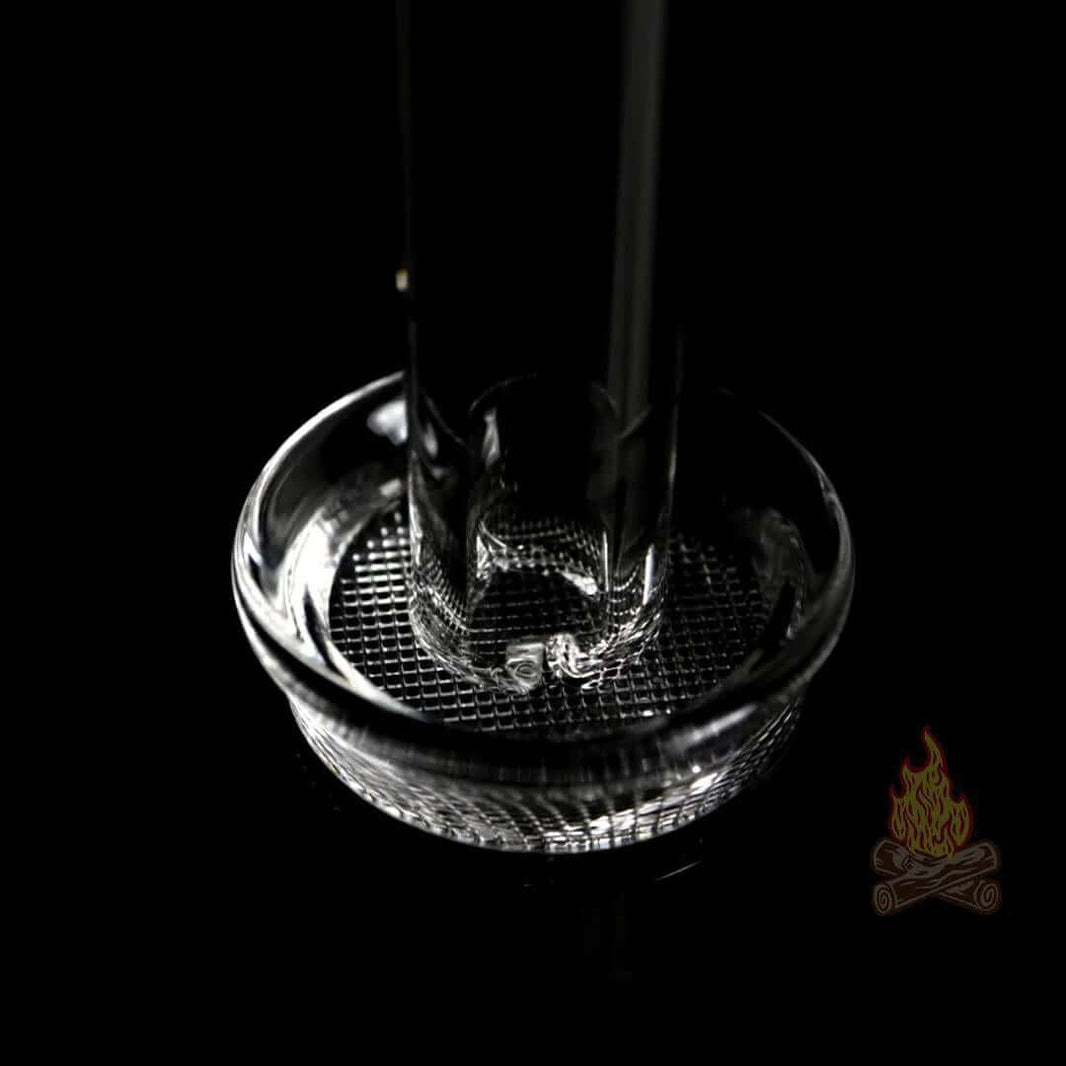 Close-up of Campfire Quartz XXL Slurper Banger showcasing its sleek design and textured base for enhanced airflow.