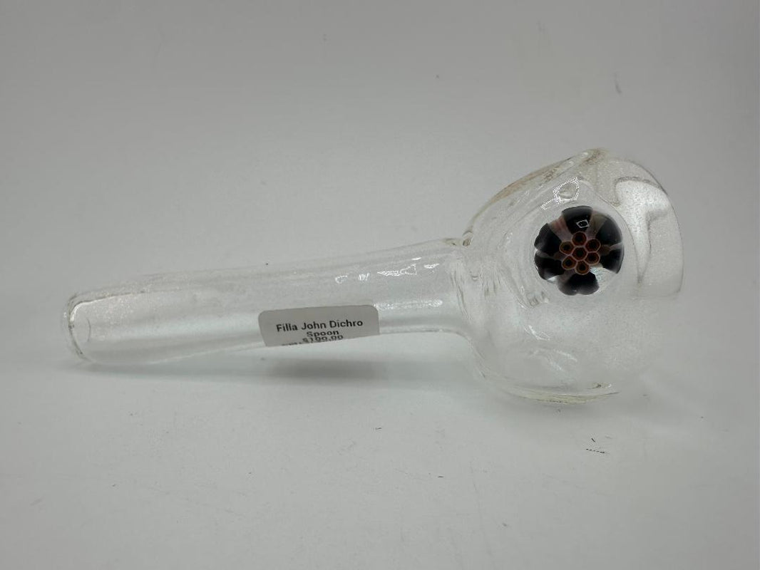 Filla John Glass Dry Pipe - Red Dichro Clear Spoon w/ Millie