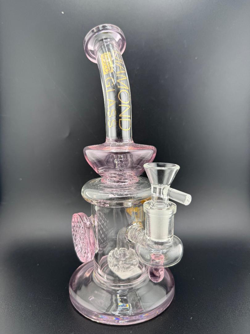 Diamond Glass Pink Waffle Rig 14mm 90°