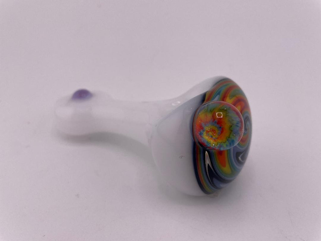 Highgrade Glass Dry Pipe  - White w/ Reversal Wig Wag Cap