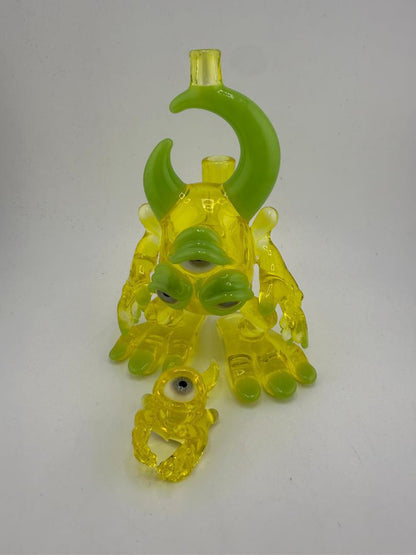Jarvis Glass Yellow Warrior UV Reactive 10mm 90° w/ Pendant & Case