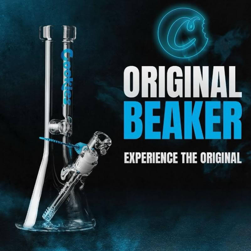 Cookies Original Beaker water pipe, premium borosilicate glass, classic beaker design for an elevated smoking experience.