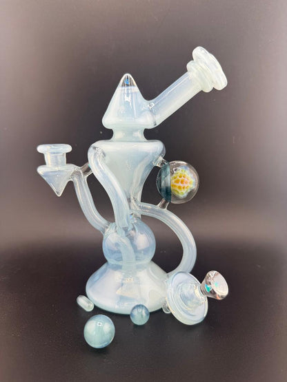 Mank Glass Blue Recycler Set 10mm 90° w/ Cap & Slurper Set