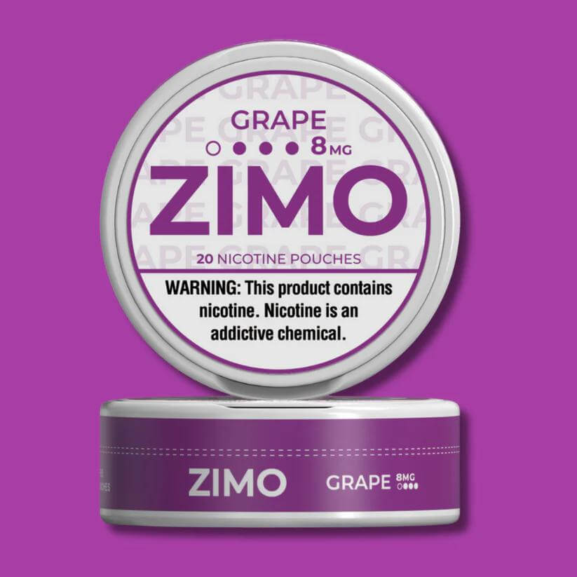 ZIMO Grape Nicotine Pouches, 20 pouches, 8mg nicotine, smoke-free and tobacco-free alternative.