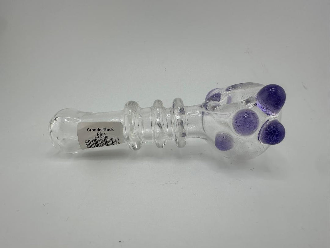 Crondo Glass Dry Pipe - Clear w/ Pink UV