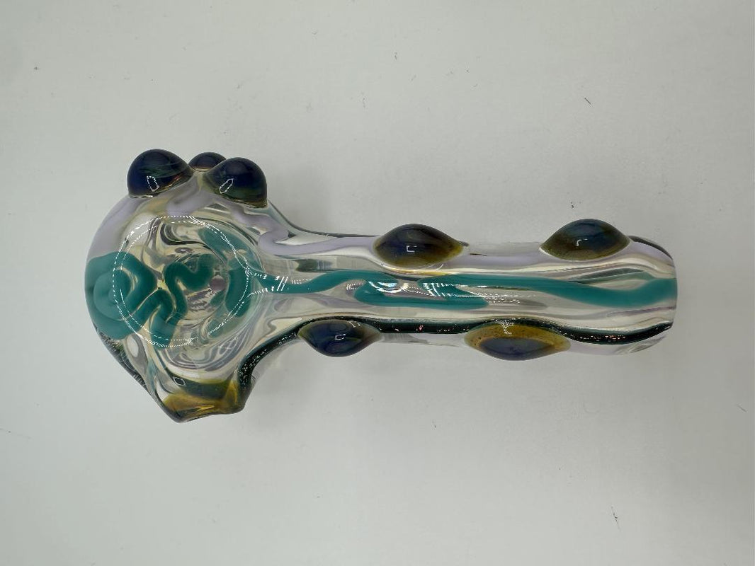 Crondo Glass Dry Pipe - Clear Inside Out  Squiggle with Tactile Dots