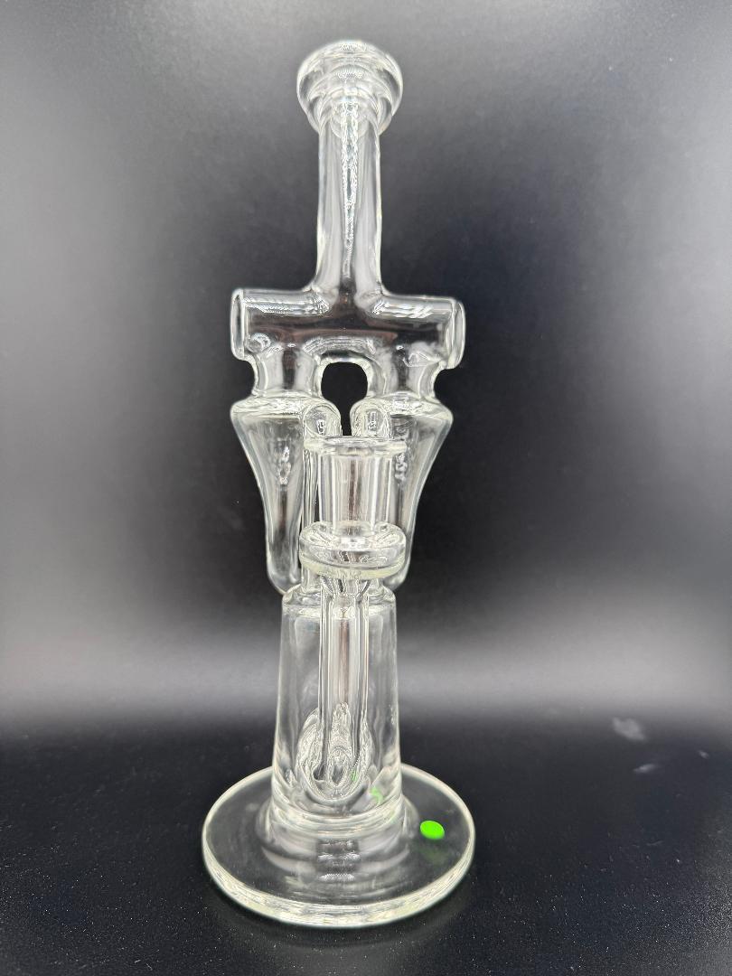 Domer Glass Clear  10mm Recycler That Looks Expensive Spokane Washington Domer double Facing Forward green tag