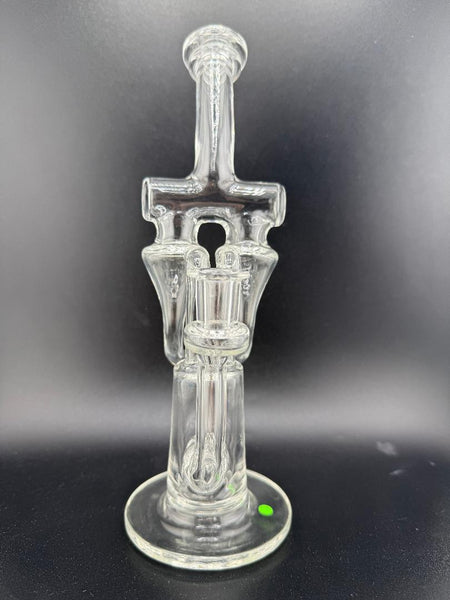 Domer Glass Clear  10mm Recycler That Looks Expensive Spokane Washington Domer double Facing Forward green tag