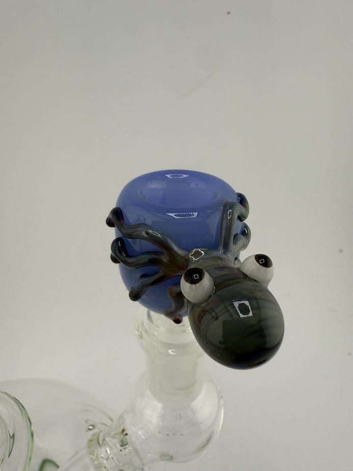 Handcrafted 14mm octopus bowl piece by Lamp Dancer featuring vibrant colors and intricate details.