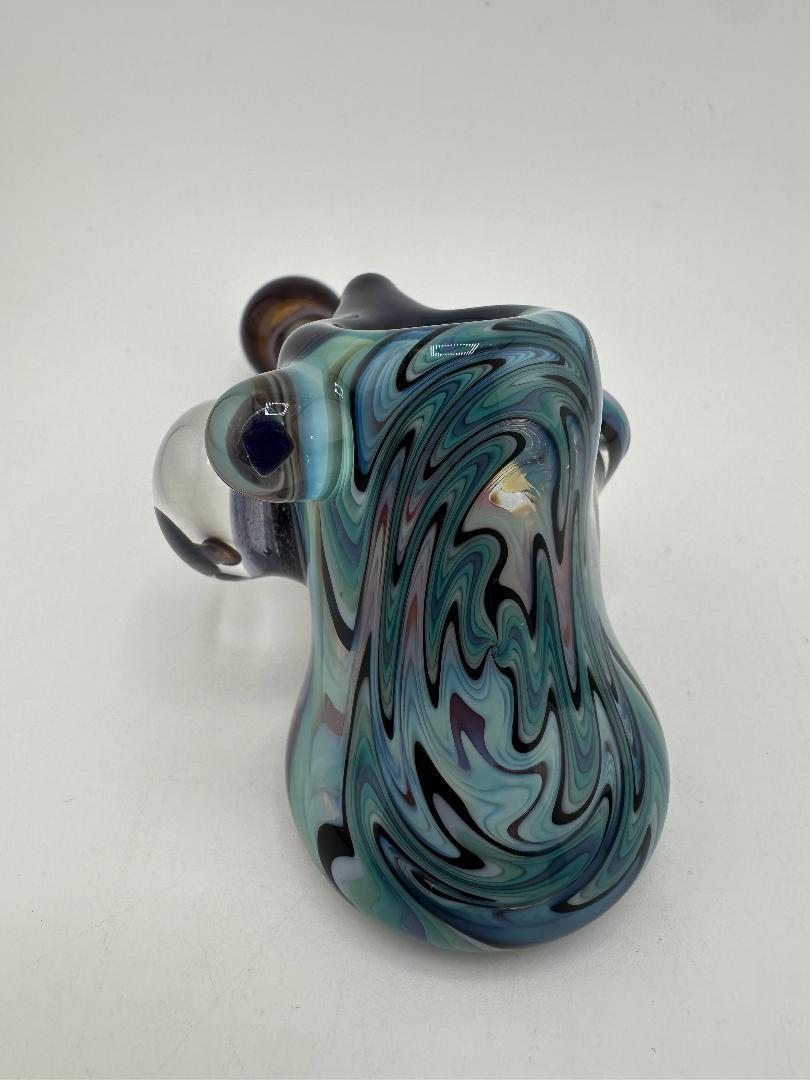 HighGrade Glass Dry Pipe - Fully Worked Hammer w/ Wig Wag Cap & Dichro Marble Attachment
