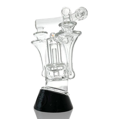 Iridescent Glass Puffco Peak Attachment Glass Replacement - TriBr for Puffco Peak models, 7" tall, with triple funnel design.